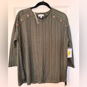 NWT Westbound Olive and Black Striped Long Sleeve Shirt